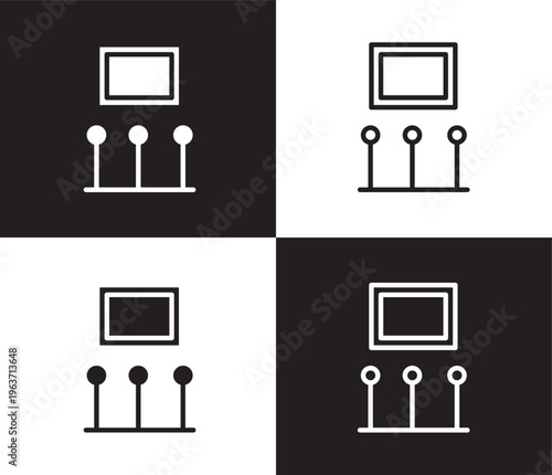 exhibition icon. Outline and filled exhibition icon from museum and exhibition collection. Thin line and Solid vectors isolated on black, white background. Editable exhibition symbol