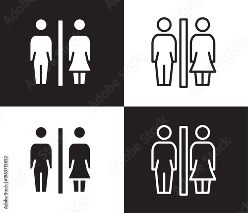 restroom icon. Outline and filled restroom icon from museum and exhibition collection. Thin line and Solid vectors isolated on black, white background. Editable restroom symbol