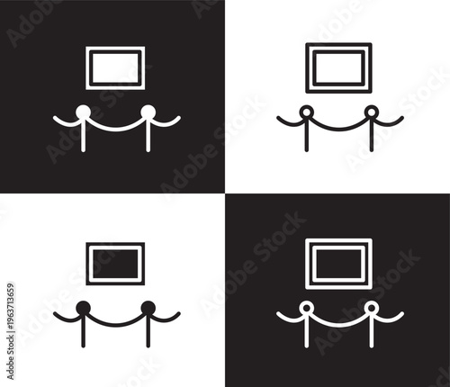 exhibit icon. Outline and filled exhibit icon from museum and exhibition collection. Thin line and Solid vectors isolated on black, white background. Editable exhibit symbol