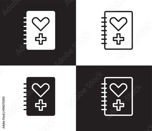 medical history icon. Outline and filled medical history icon from medical collection. Thin line and Solid vectors isolated on black, white background. Editable medical history symbol