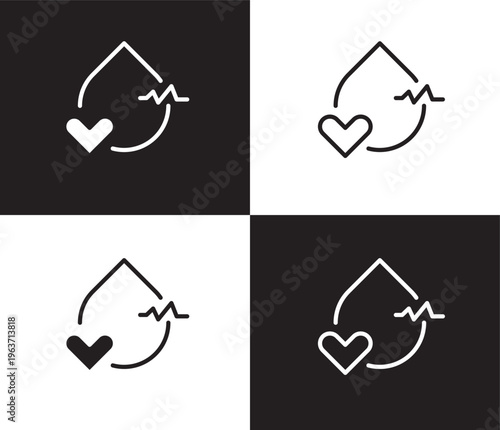 blood pressure icon. Outline and filled blood pressure icon from medical collection. Thin line and Solid vectors isolated on black, white background. Editable blood pressure symbol