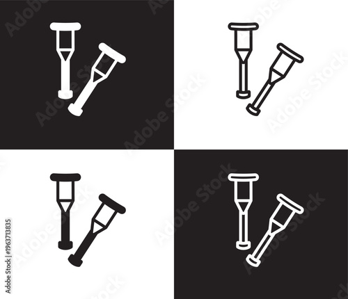 crutch icon. Outline and filled crutch icon from medical collection. Thin line and Solid vectors isolated on black, white background. Editable crutch symbol