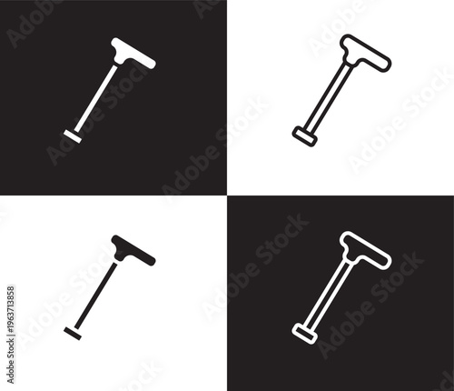 walking stick icon. Outline and filled walking stick icon from medical collection. Thin line and Solid vectors isolated on black, white background. Editable walking stick symbol
