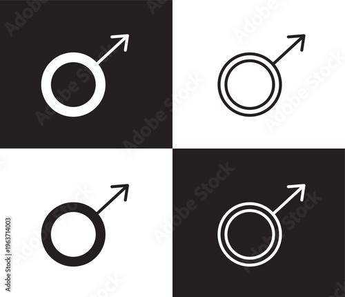 male icon. Outline and filled male icon from medical collection. Thin line and Solid vectors isolated on black, white background. Editable male symbol