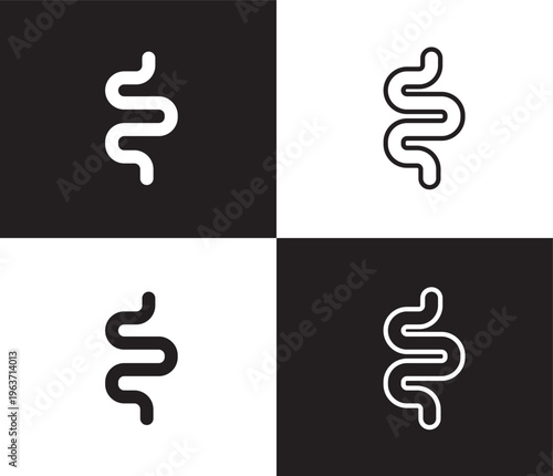 intestine icon. Outline and filled intestine icon from medical collection. Thin line and Solid vectors isolated on black, white background. Editable intestine symbol