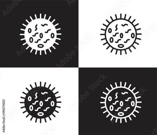 germs icon. Outline and filled germs icon from medical collection. Thin line and Solid vectors isolated on black, white background. Editable germs symbol