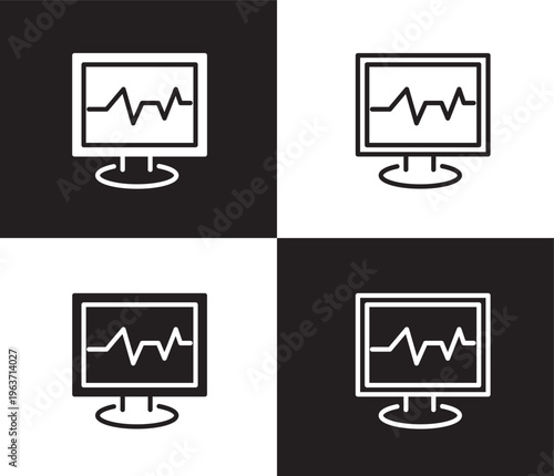 ecg icon. Outline and filled ecg icon from medical collection. Thin line and Solid vectors isolated on black, white background. Editable ecg symbol