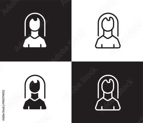 female icon. Outline and filled female icon from medical collection. Thin line and Solid vectors isolated on black, white background. Editable female symbol