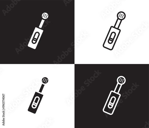 electric toothbrush icon. Outline and filled electric toothbrush icon from medical collection. Thin line and Solid vectors isolated on black, white background. Editable electric toothbrush symbol