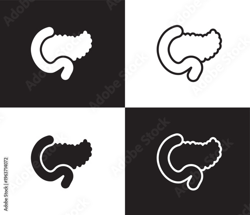 pancreas icon. Outline and filled pancreas icon from medical collection. Thin line and Solid vectors isolated on black, white background. Editable pancreas symbol