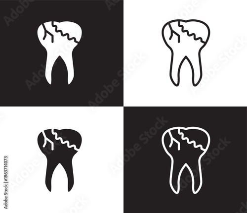 caries icon. Outline and filled caries icon from medical collection. Thin line and Solid vectors isolated on black, white background. Editable caries symbol