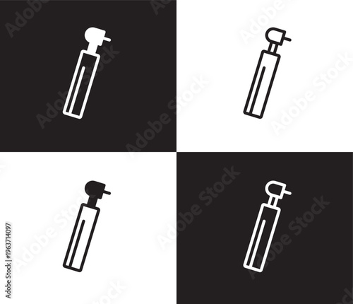 dental drill icon. Outline and filled dental drill icon from medical collection. Thin line and Solid vectors isolated on black, white background. Editable dental drill symbol