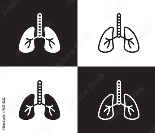 lungs icon. Outline and filled lungs icon from medical collection. Thin line and Solid vectors isolated on black, white background. Editable lungs symbol