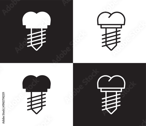 implants icon. Outline and filled implants icon from medical collection. Thin line and Solid vectors isolated on black, white background. Editable implants symbol
