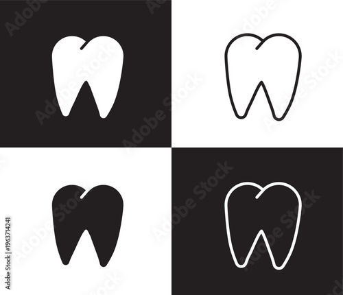 tooth icon. Outline and filled tooth icon from medical collection. Thin line and Solid vectors isolated on black, white background. Editable tooth symbol