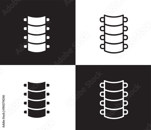 spinal column icon. Outline and filled spinal column icon from medical collection. Thin line and Solid vectors isolated on black, white background. Editable spinal column symbol