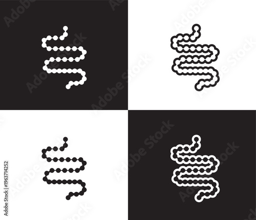 intestines icon. Outline and filled intestines icon from medical collection. Thin line and Solid vectors isolated on black, white background. Editable intestines symbol