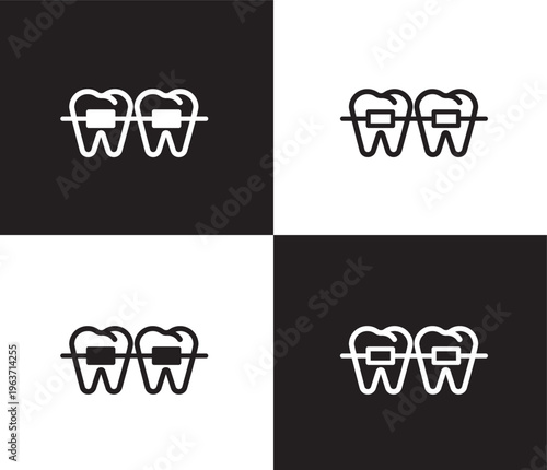 braces icon. Outline and filled braces icon from medical collection. Thin line and Solid vectors isolated on black, white background. Editable braces symbol