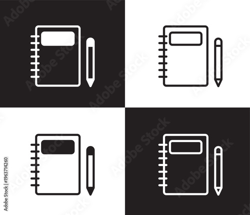 notepad icon. Outline and filled notepad icon from medical collection. Thin line and Solid vectors isolated on black, white background. Editable notepad symbol