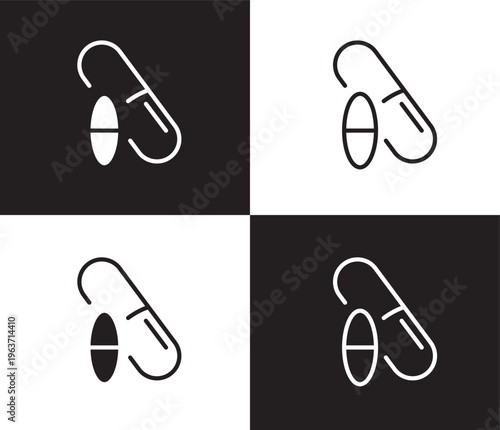 drugs icon. Outline and filled drugs icon from medical collection. Thin line and Solid vectors isolated on black, white background. Editable drugs symbol