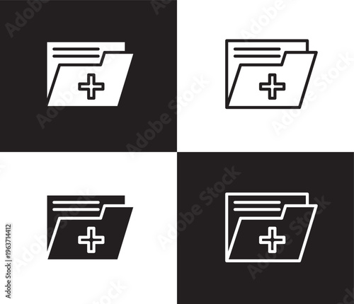 medical records icon. Outline and filled medical records icon from medical collection. Thin line and Solid vectors isolated on black, white background. Editable medical records symbol