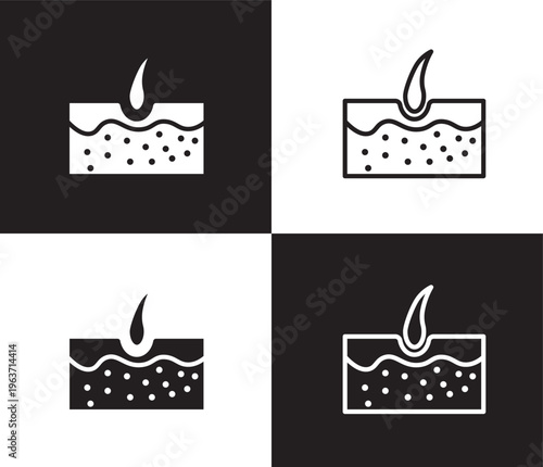 epidermis icon. Outline and filled epidermis icon from medical collection. Thin line and Solid vectors isolated on black, white background. Editable epidermis symbol