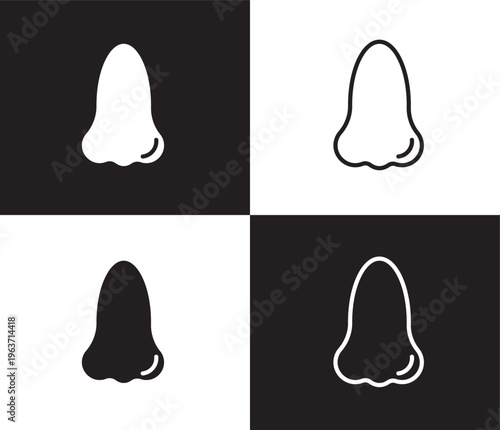 nose icon. Outline and filled nose icon from medical collection. Thin line and Solid vectors isolated on black, white background. Editable nose symbol