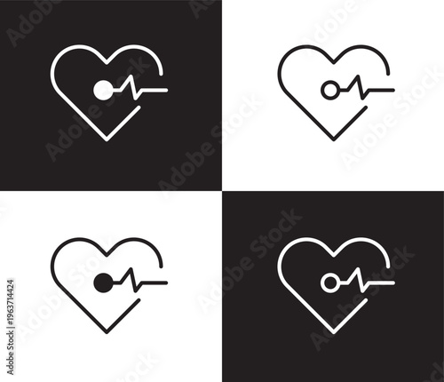 cardiogram icon. Outline and filled cardiogram icon from medical collection. Thin line and Solid vectors isolated on black, white background. Editable cardiogram symbol