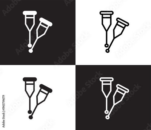 crutches couple icon. Outline and filled crutches couple icon from medical and healthcare collection. Thin line and Solid vectors isolated on black, white background. Editable crutches couple symbol