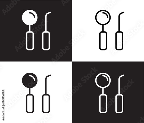 dentist tool icon. Outline and filled dentist tool icon from medical and healthcare collection. Thin line and Solid vectors isolated on black, white background. Editable dentist tool symbol