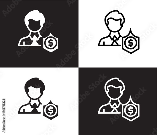 beneficiary icon. Outline and filled beneficiary icon from Insurance and Coverage collection. Thin line and Solid vectors isolated on black, white background. Editable beneficiary symbol
