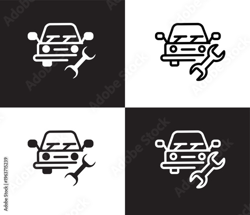 vehicle repair icon. Outline and filled vehicle repair icon from Insurance and Coverage collection. Thin line and Solid vectors isolated on black, white background. Editable vehicle repair symbol