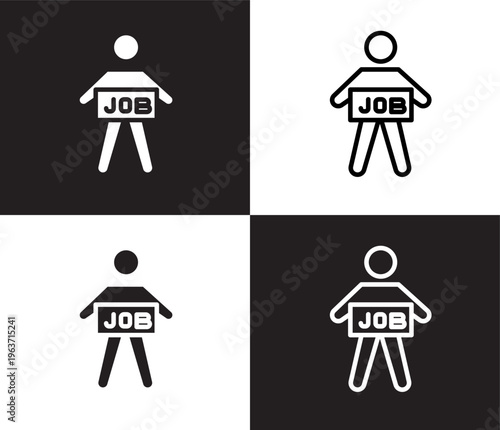 unemployed icon. Outline and filled unemployed icon from Insurance and Coverage collection. Thin line and Solid vectors isolated on black, white background. Editable unemployed symbol