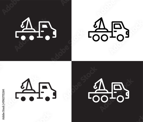 towed car icon. Outline and filled towed car icon from Insurance and Coverage collection. Thin line and Solid vectors isolated on black, white background. Editable towed car symbol