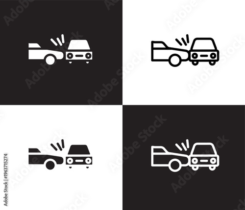 side crash icon. Outline and filled side crash icon from Insurance and Coverage collection. Thin line and Solid vectors isolated on black, white background. Editable side crash symbol