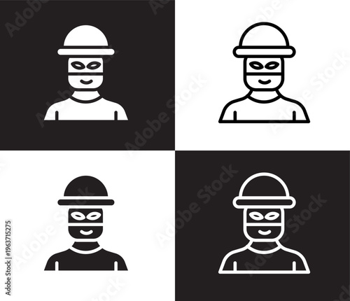 robbery icon. Outline and filled robbery icon from Insurance and Coverage collection. Thin line and Solid vectors isolated on black, white background. Editable robbery symbol