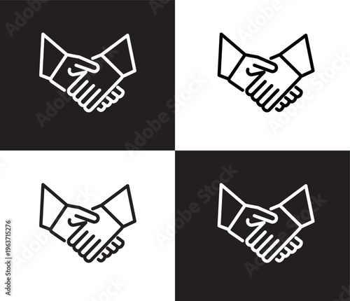 shake hands icon. Outline and filled shake hands icon from Insurance and Coverage collection. Thin line and Solid vectors isolated on black, white background. Editable shake hands symbol