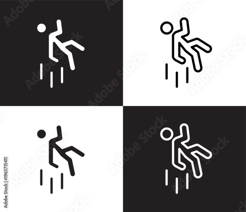 falling icon. Outline and filled falling icon from Insurance and Coverage collection. Thin line and Solid vectors isolated on black, white background. Editable falling symbol