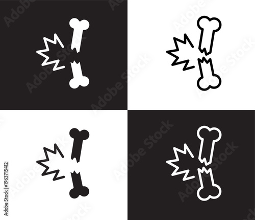 fracture icon. Outline and filled fracture icon from Insurance and Coverage collection. Thin line and Solid vectors isolated on black, white background. Editable fracture symbol