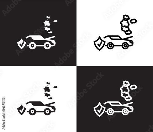 engine problems icon. Outline and filled engine problems icon from Insurance and Coverage collection. Thin line and Solid vectors isolated on black, white background. Editable engine problems symbol