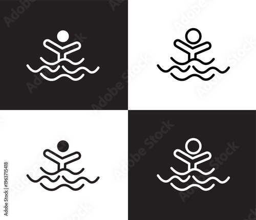 drown icon. Outline and filled drown icon from Insurance and Coverage collection. Thin line and Solid vectors isolated on black, white background. Editable drown symbol