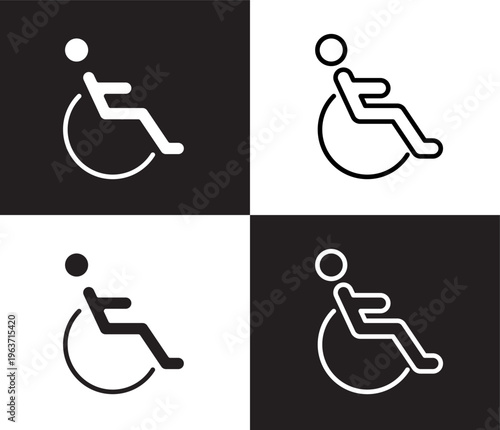 disabled icon. Outline and filled disabled icon from Insurance and Coverage collection. Thin line and Solid vectors isolated on black, white background. Editable disabled symbol