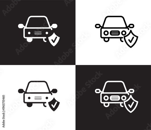 car insurance icon. Outline and filled car insurance icon from Insurance and Coverage collection. Thin line and Solid vectors isolated on black, white background. Editable car insurance symbol