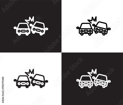 crash icon. Outline and filled crash icon from Insurance and Coverage collection. Thin line and Solid vectors isolated on black, white background. Editable crash symbol