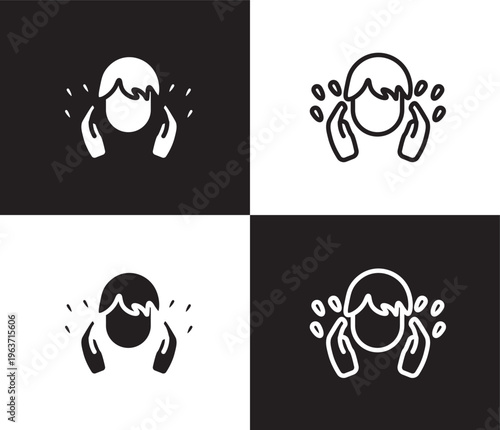 face washer icon. Outline and filled face washer icon from Hygiene and Sanitation collection. Thin line and Solid vectors isolated on black, white background. Editable face washer symbol