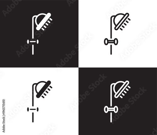 douche icon. Outline and filled douche icon from Hygiene and Sanitation collection. Thin line and Solid vectors isolated on black, white background. Editable douche symbol