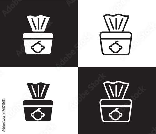 baby wipe icon. Outline and filled baby wipe icon from Hygiene and Sanitation collection. Thin line and Solid vectors isolated on black, white background. Editable baby wipe symbol