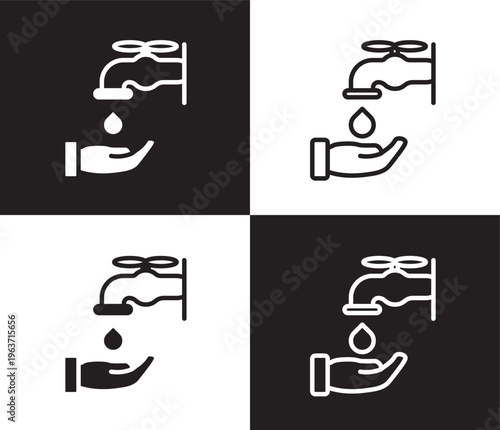 ablution icon. Outline and filled ablution icon from Hygiene and Sanitation collection. Thin line and Solid vectors isolated on black, white background. Editable ablution symbol