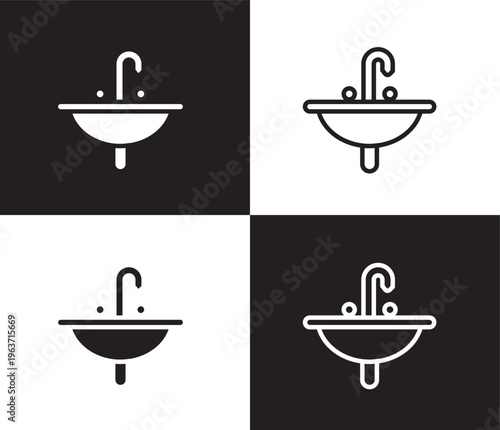 washbowl icon. Outline and filled washbowl icon from Hygiene and Sanitation collection. Thin line and Solid vectors isolated on black, white background. Editable washbowl symbol