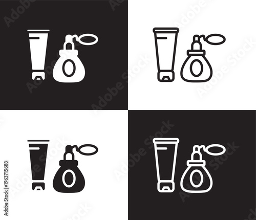 cosmetics icon. Outline and filled cosmetics icon from Hygiene and Sanitation collection. Thin line and Solid vectors isolated on black, white background. Editable cosmetics symbol